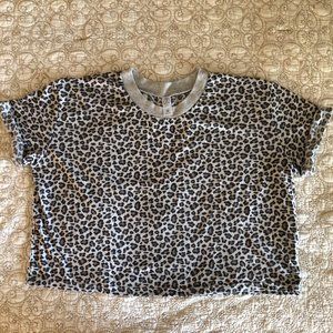 Cropped Animal Print Tee, Heather Grey